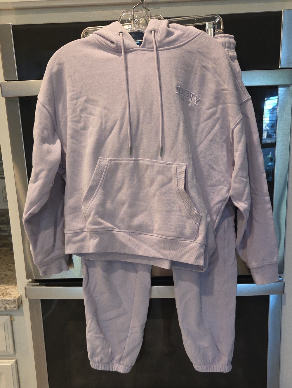Womens DKNY Lavender Hooded Sweatsuit - Cozy Hoodie & Jogger Pants